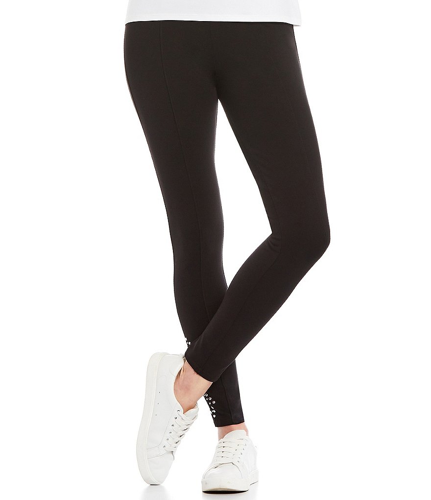 Slim Factor by Investments Ponte Knit Embellished Hem Leggings