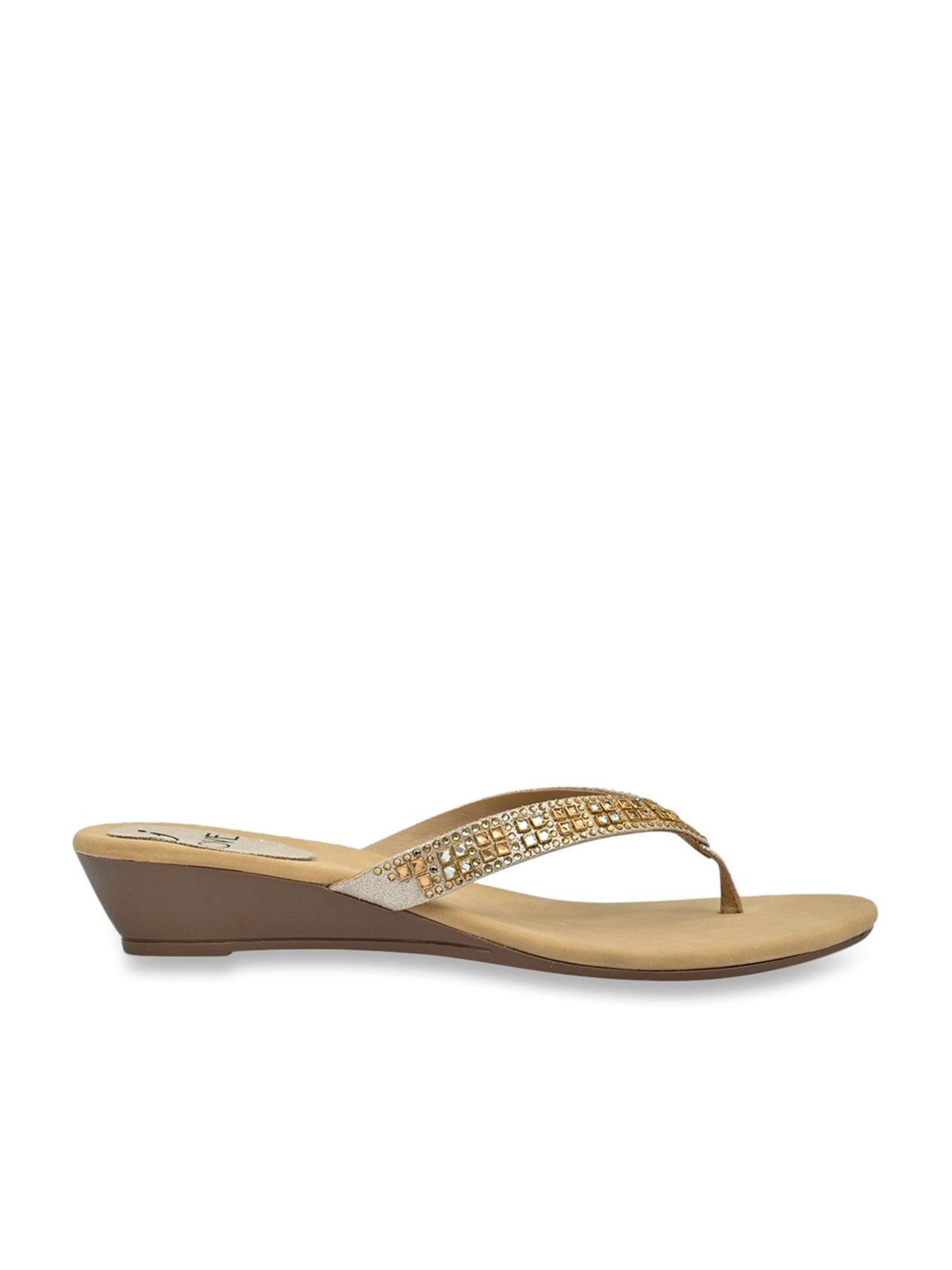 Jove Women's Golden Thong Wedges