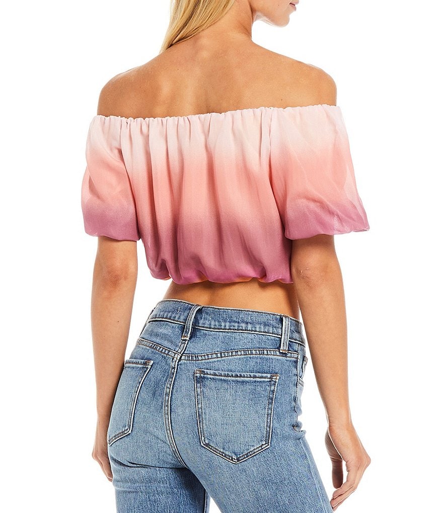WAYF Short Puff Sleeve Off-the-Shoulder Top