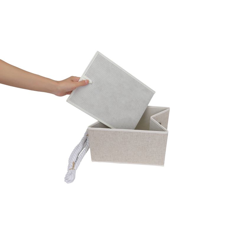 StorageWorks Set of 2 11L Fabric Storage Bins with Cotton Rope Handles Beige