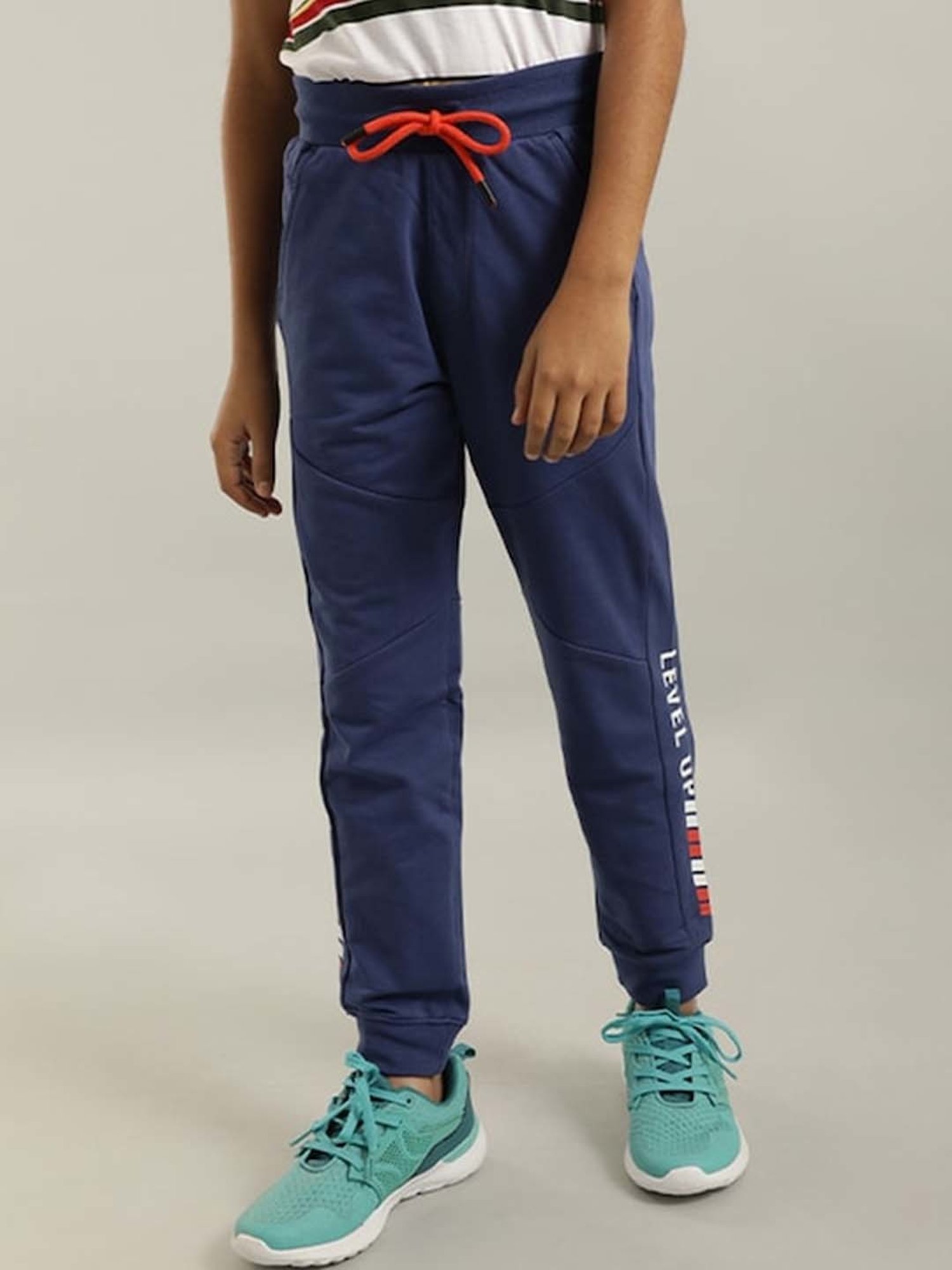 Indian Terrain Kids Blue Printed Joggers