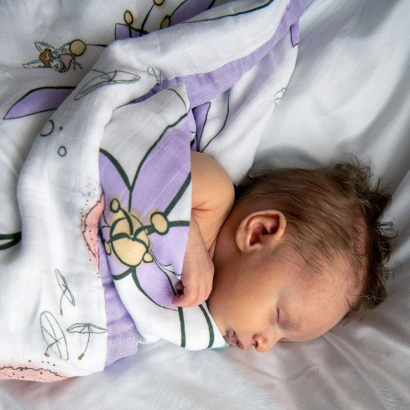 JumpOff Jo - Swaddle Baby Blanket - 47" x 47" - Bamboo and Cotton - Fairy Blossom Floral