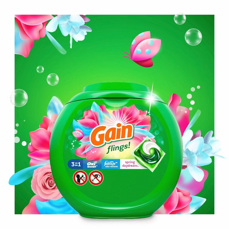 Gain flings! Spring Daydream Scent Liquid Laundry Detergent Pacs - 60ct