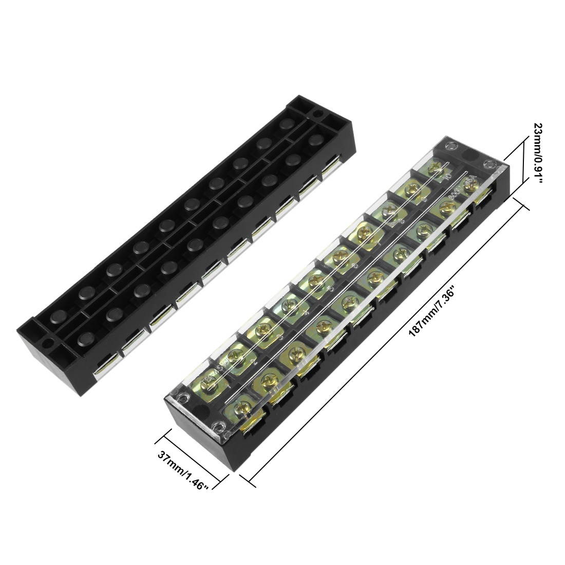 4Pcs Dual Rows 10 Positions 600V 45A Cable Barrier Block Terminal Strip TB-4510L