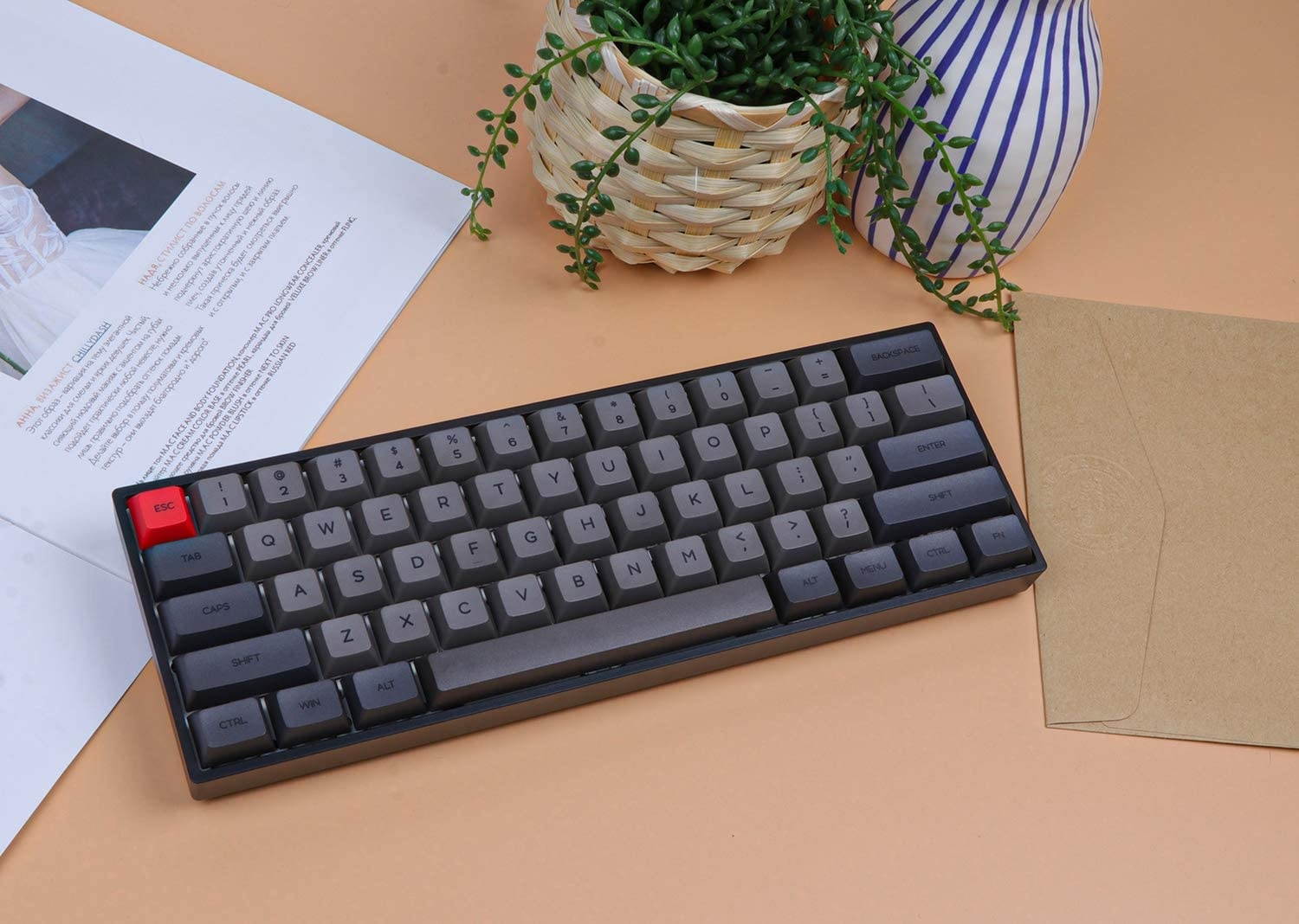 EPOMAKER GK61X 60% RGB Hot Swappable Mechanical Keyboard with Split Spacebar, Type C, Fully Programmable for Gamers (Gateron Blue Switch, Grey Black)