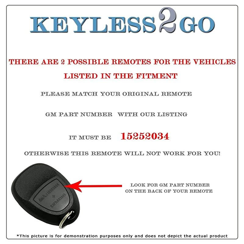 New Keyless Entry Replacement Remote Car Key Fob for Select Malibu Cobalt Lacrosse Grand Prix G5 G6 Models That use 15252034 KOBGT04A Remote 2 Pack