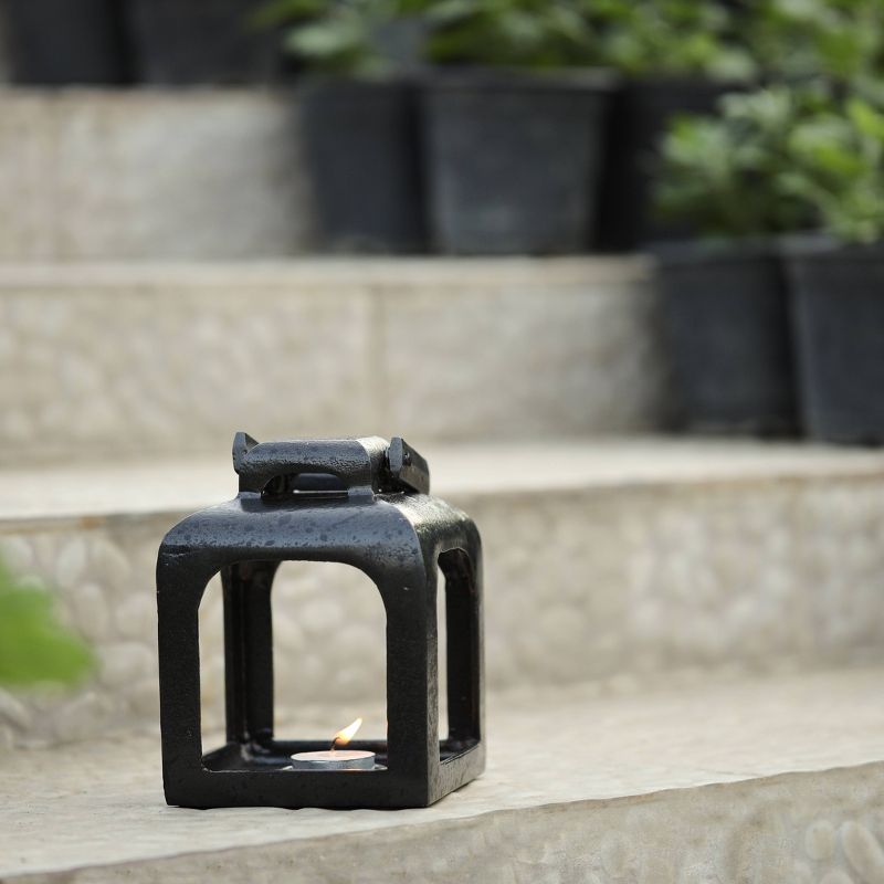 6.5" x 5" Aluminum Cast Metal Pillar Outdoor Lantern Black - Smith & Hawken™