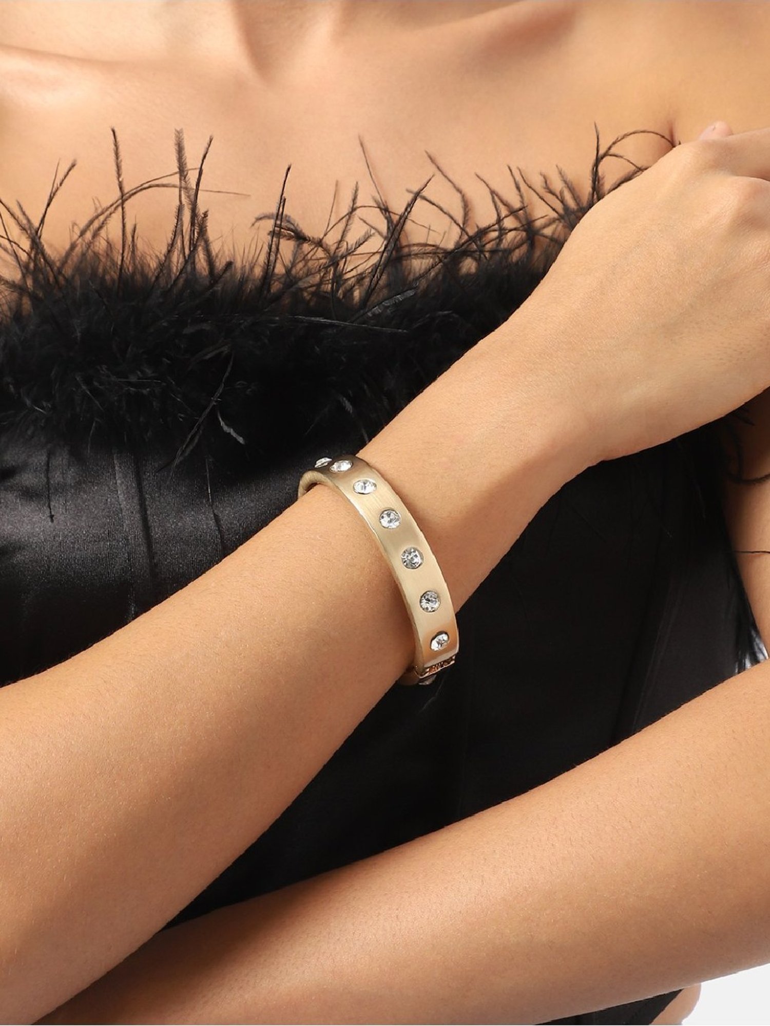 Sohi Women's Crystal Band Bracelet - Gold