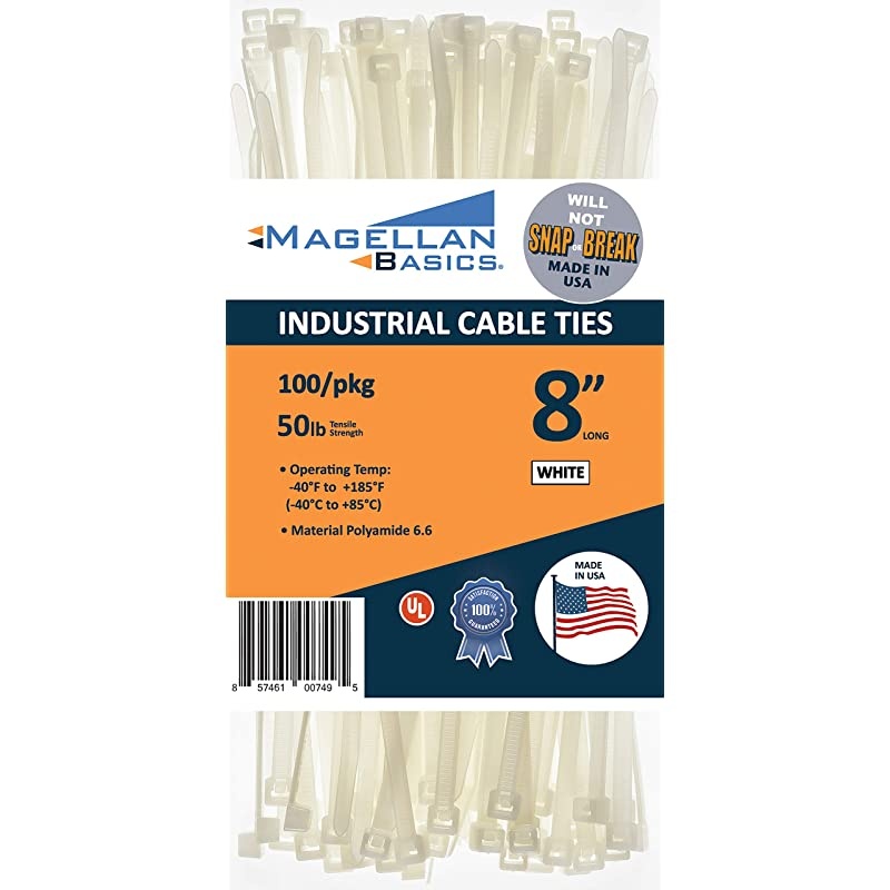 Pack Cable Zip Ties Heavy DutyMade in the USA 8 inch White Made in the USA will not Break or Snap