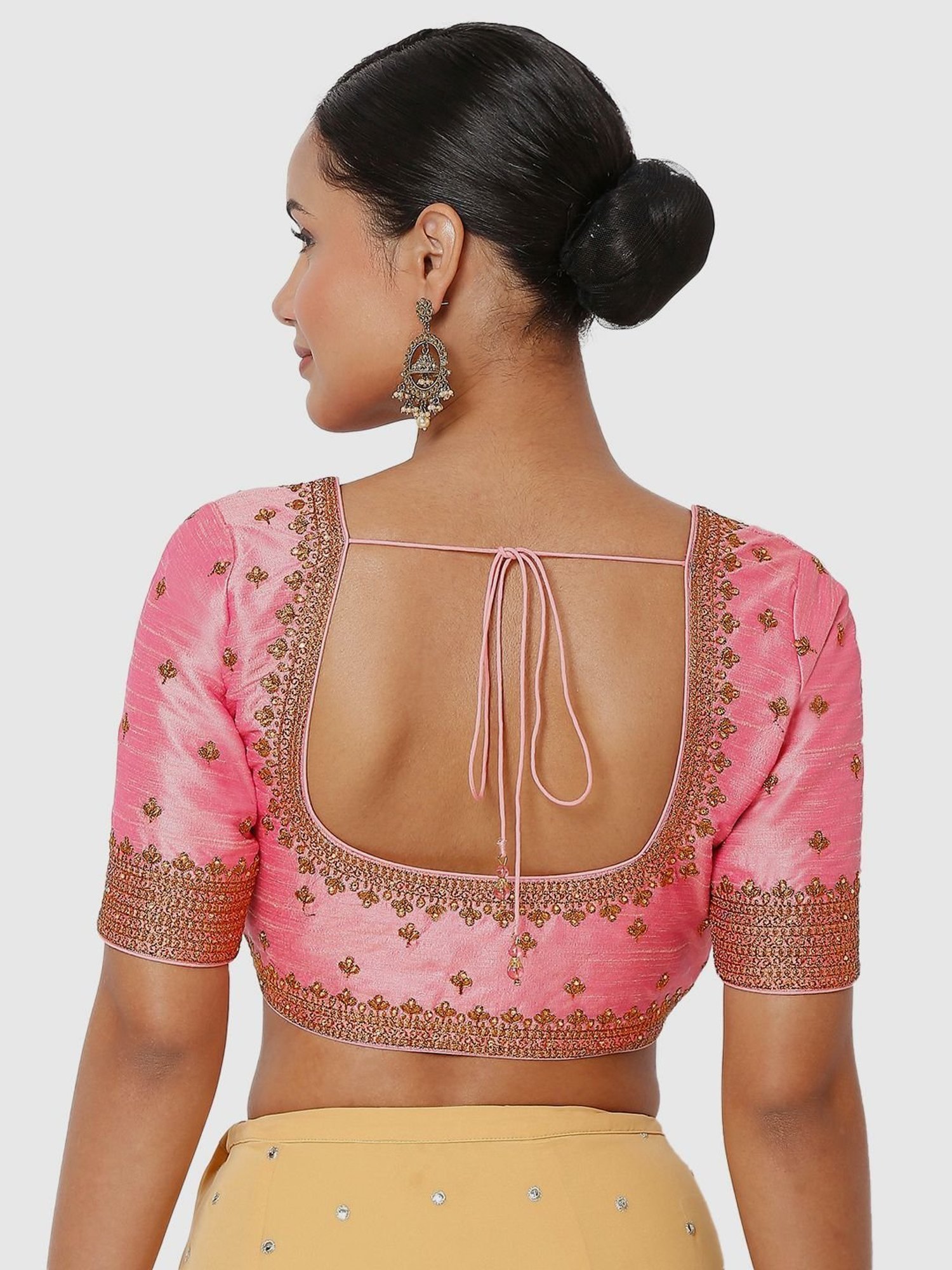 Salwar Studio Baby Pink Embroidered Readymade Blouse