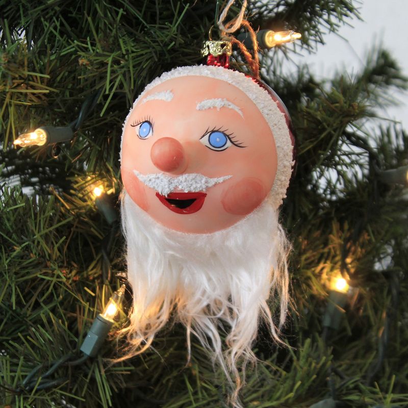 Holiday Ornament 3.5" Blue Eyed Santa Christmas Italian Inspired Nose  -  Tree Ornaments