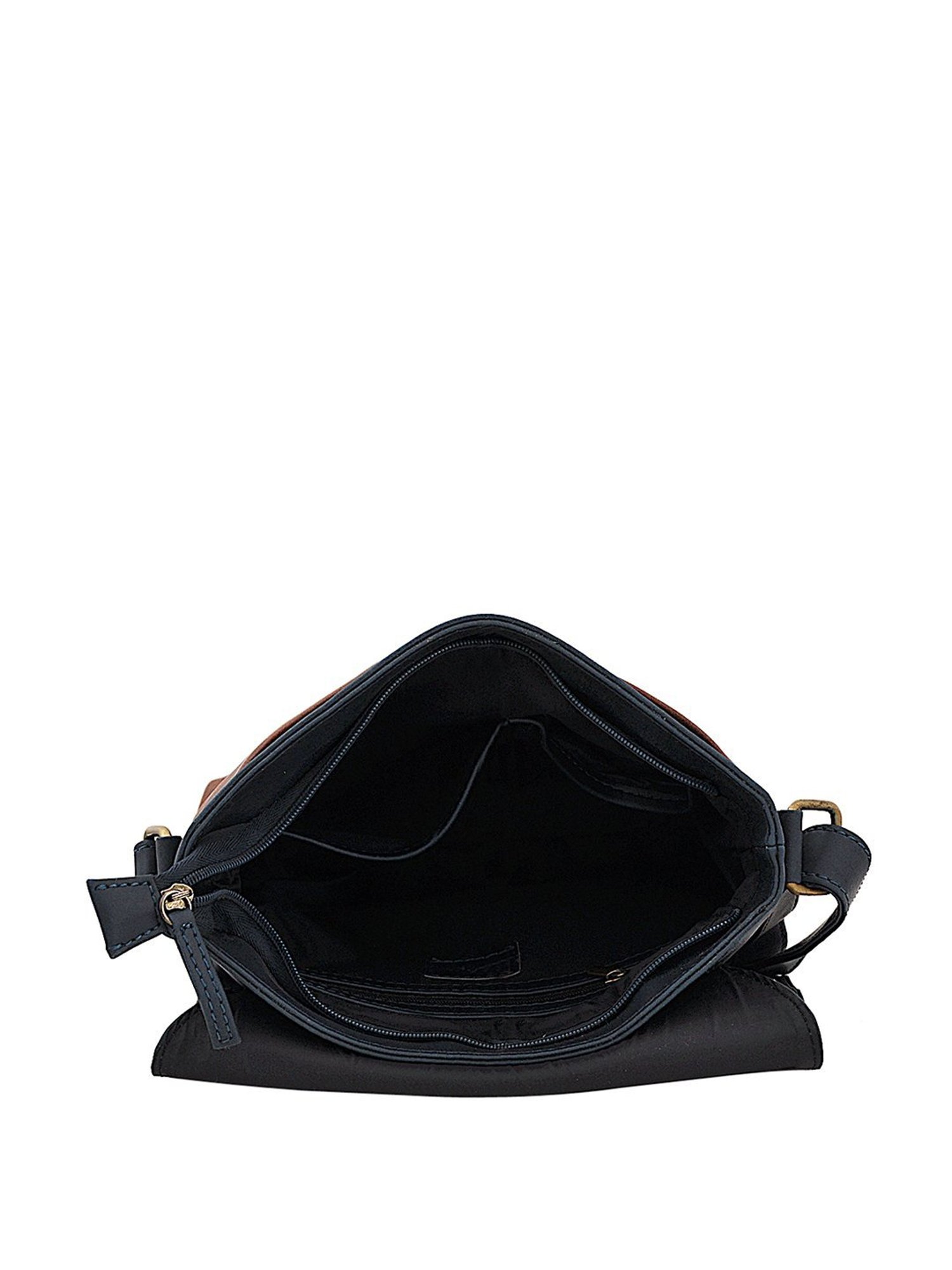 Yelloe Brown & Navy Solid Medium Cross Body Bag