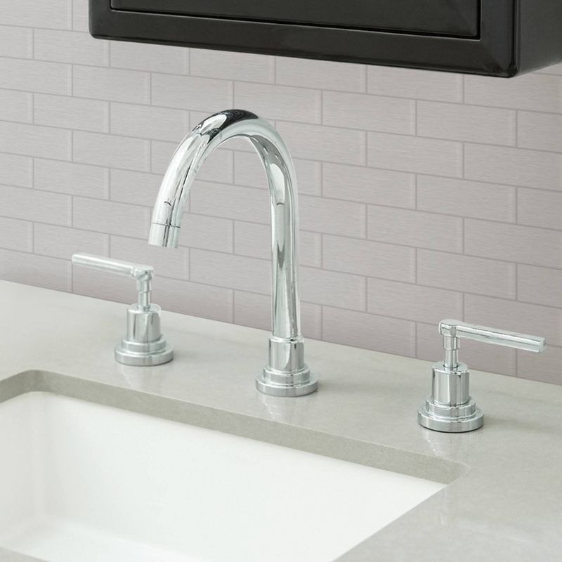 Brewster Metro Brushed Peel & Stick Backsplash Tile Wallpaper Silver