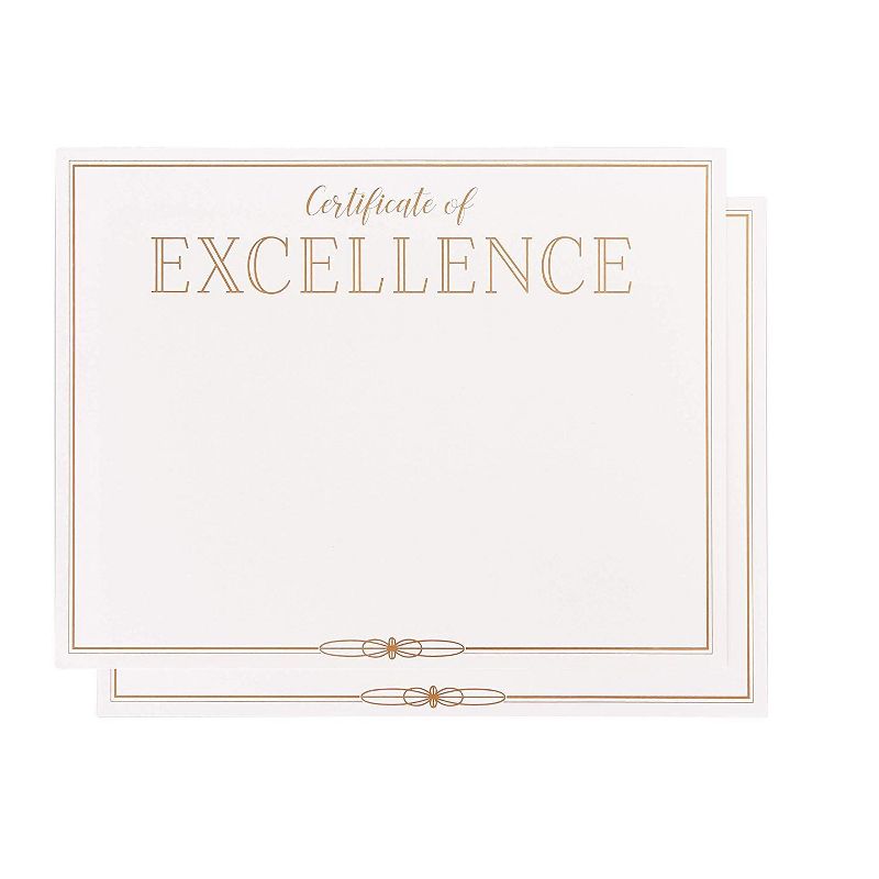 Best Paper Products 48-Pack Gold Foil Certificates of Excellence Award Paper Sheets, A4 Letter Size 8.5 x 11 in