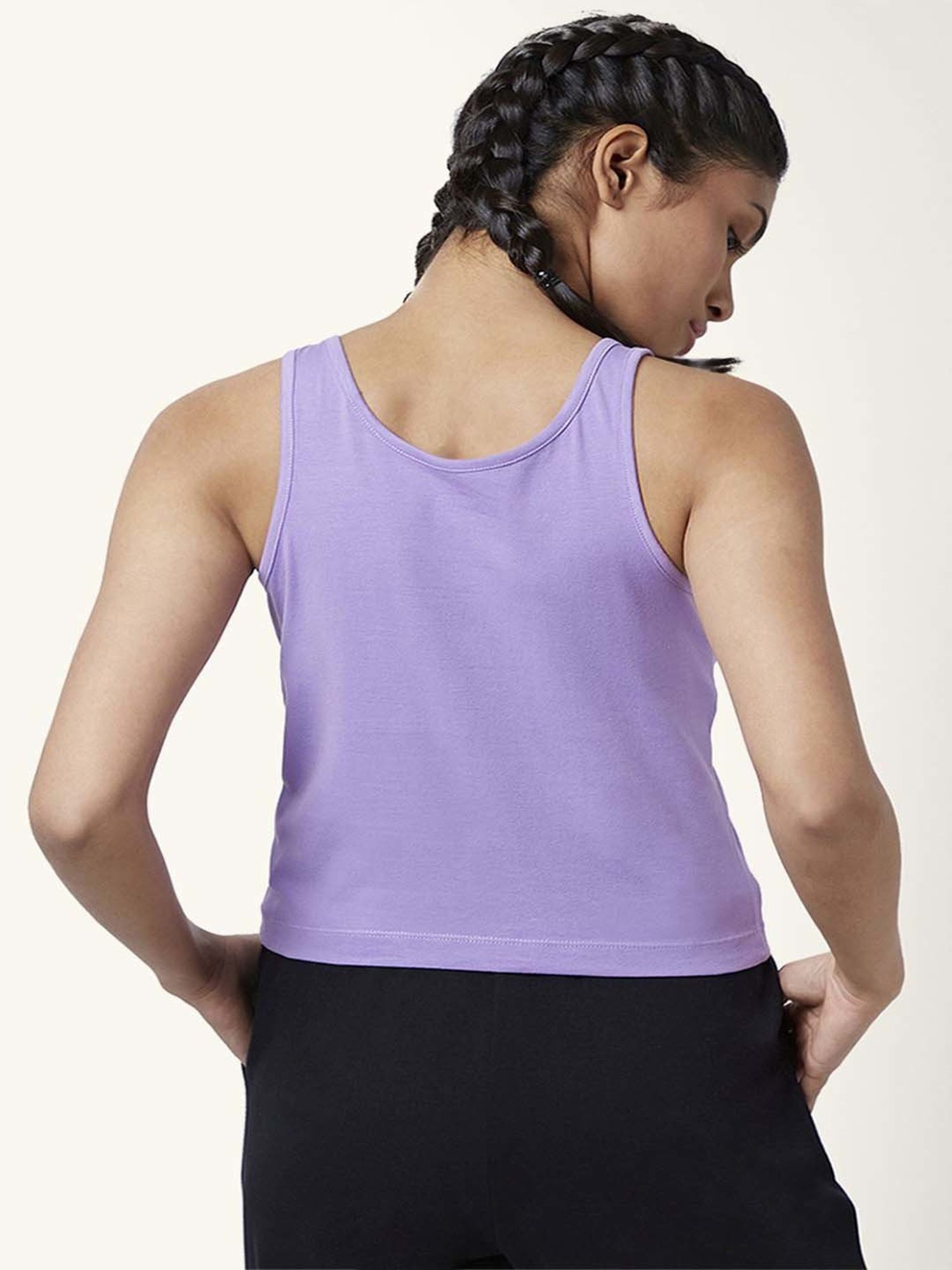 Ajile by Pantaloons Purple Cotton Printed Tank Top