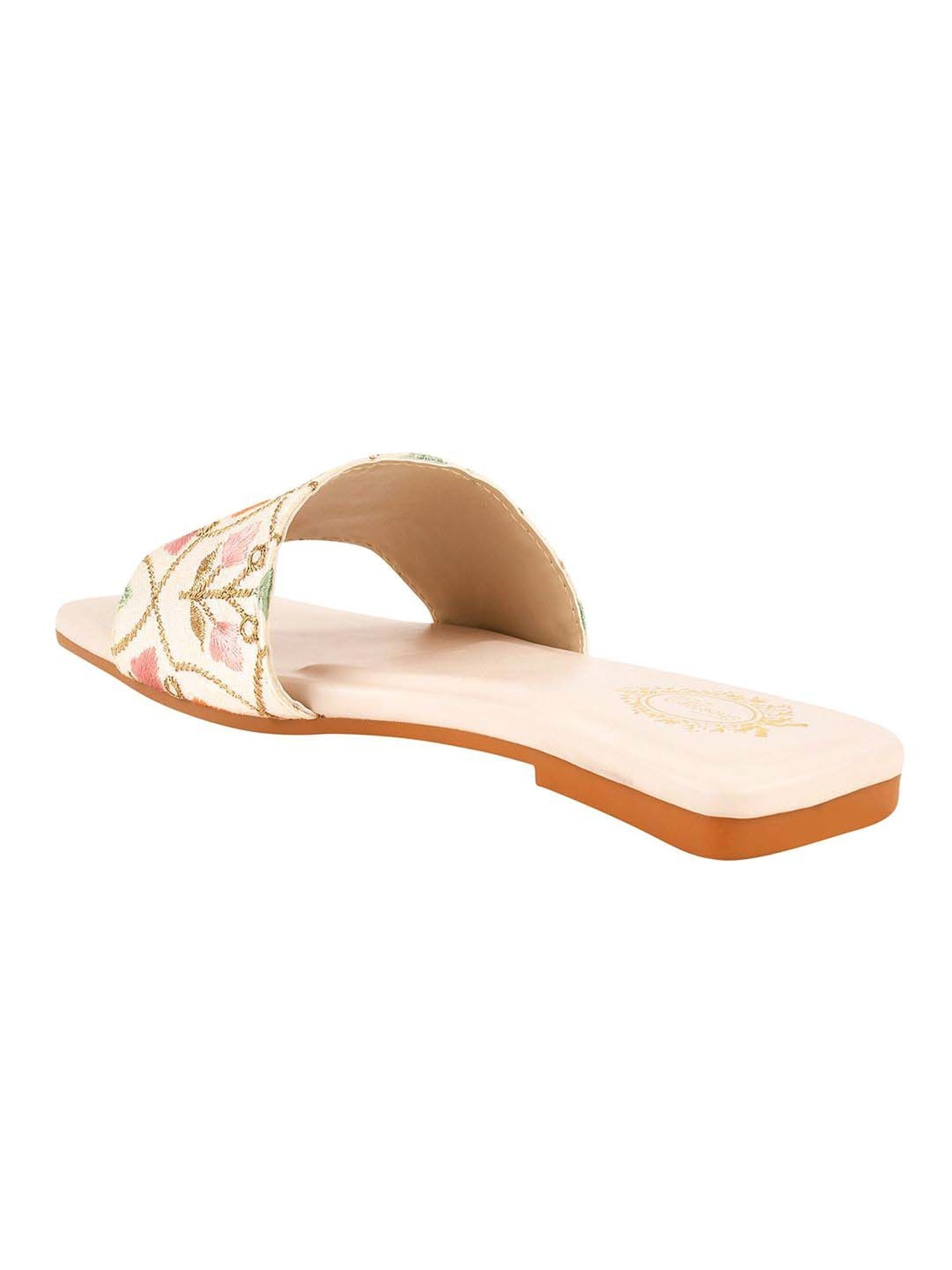 Shoetopia Kids Cream Ethnic Slides