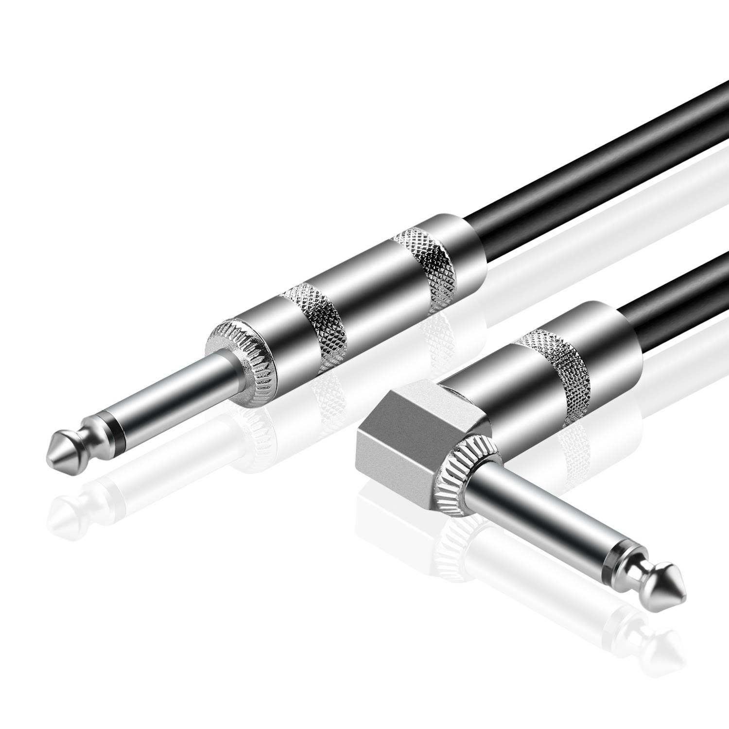 6.35mm Guitar Cable (15FT) Straight to Right Angle Plug 1/4 Inch TS Male Phono Jack Musical Instrument Patch Cable Wire Cord For Electric Bass Guitar Mandolin Amplifier Speaker Line-level Audio