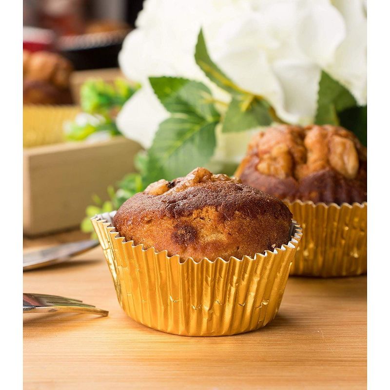 Juvale 400 Pack Gold Cupcake Liners, Muffin Wrappers Foil Baking Cups (2 x 1 In)
