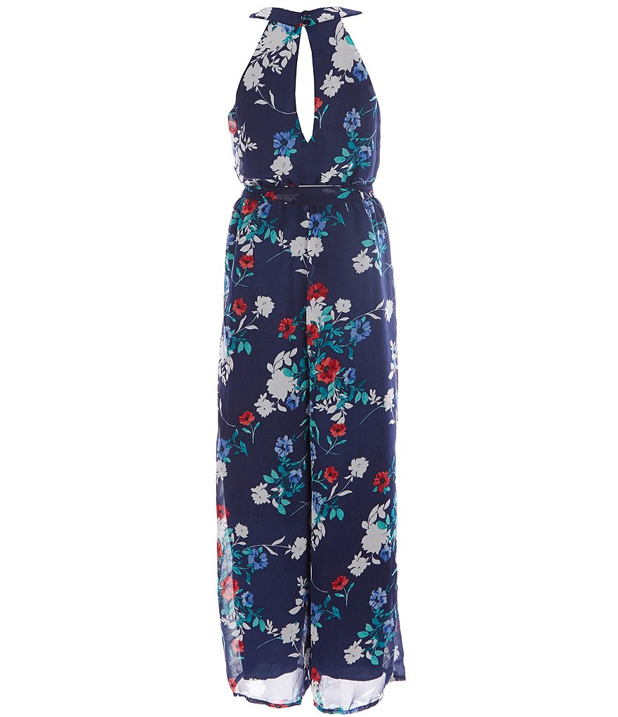 Zunie Big Girls 7-16 Sleeveless Burnout Floral Chiffon Jumpsuit