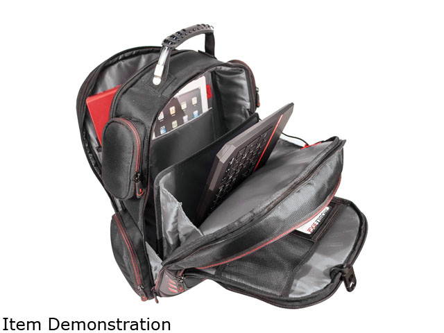 Mobile Edge - Core Gaming Checkpoint Friendly 18.4" Backpack w/Velcro Front Panel - Black with Red Trim
