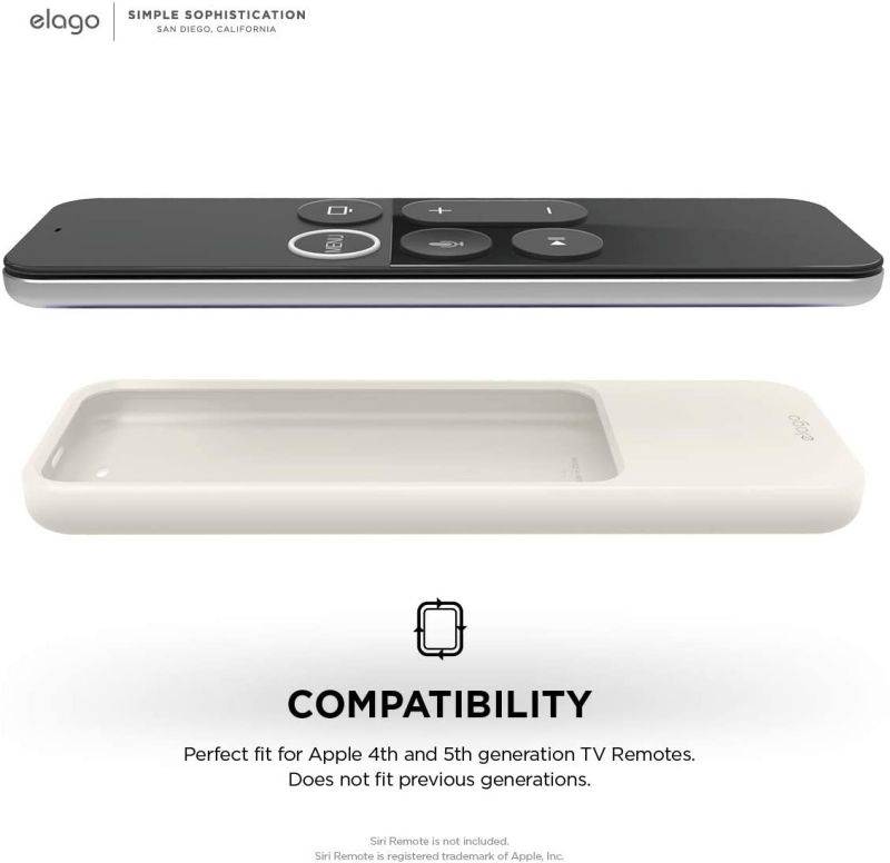 elago R2 Slim Case Compatible with Apple TV Siri Remote 1st Generation (White) - Slim Design, Scratch-Free Silicone, Shock Absorption, Full Access