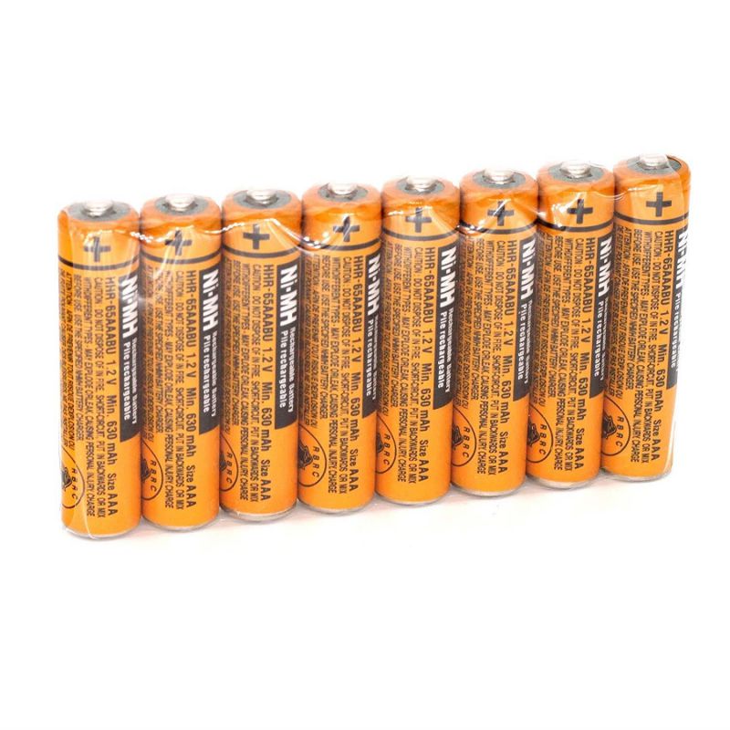 8pcs AAA battery for HHR-65AAABU For Panasonic Cordless Phone 1.2V 630mAh Original New Rechargeable NI-MH With Plastic Case