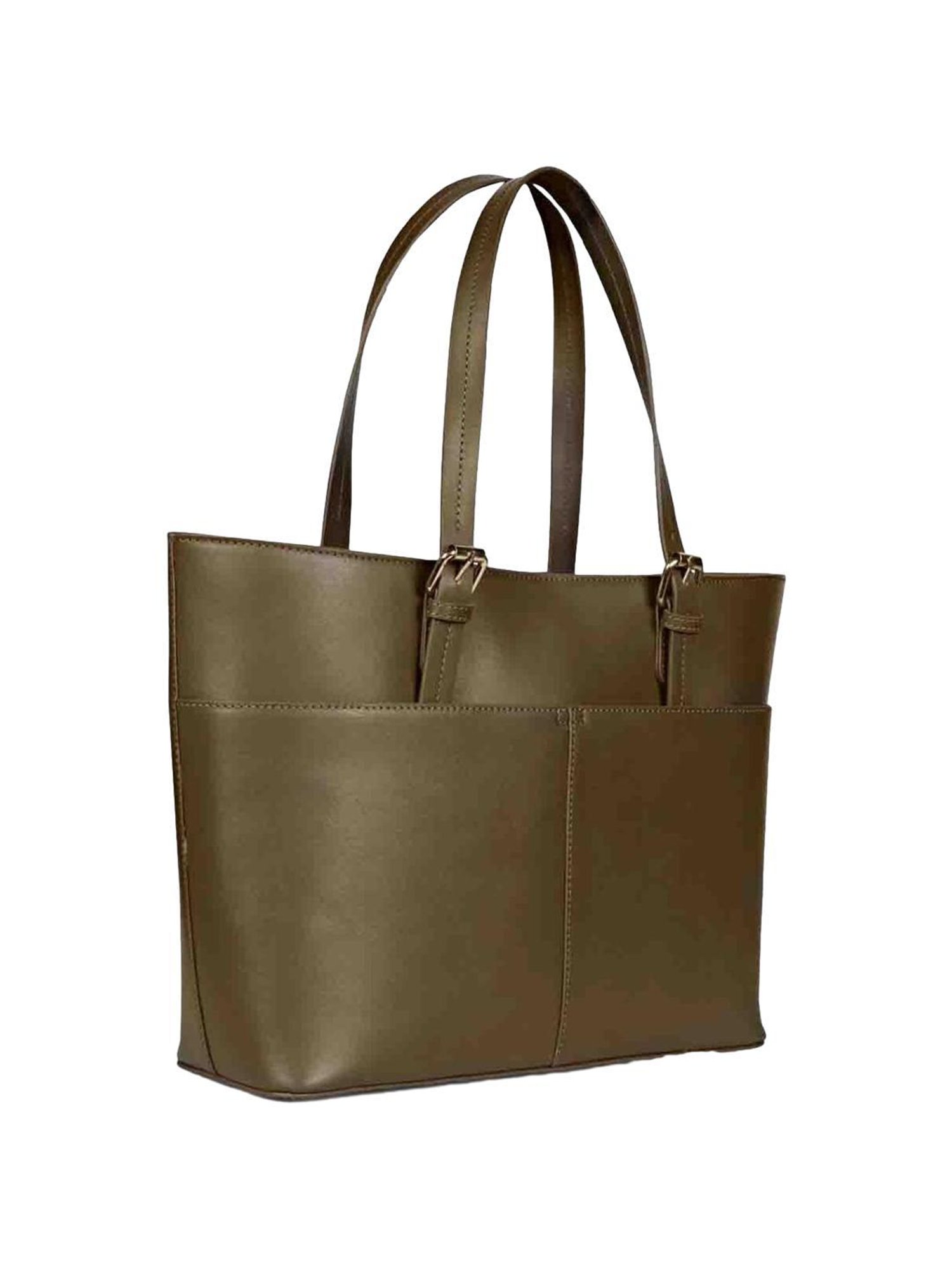Favore Dark Brown Solid Medium Tote Handbag