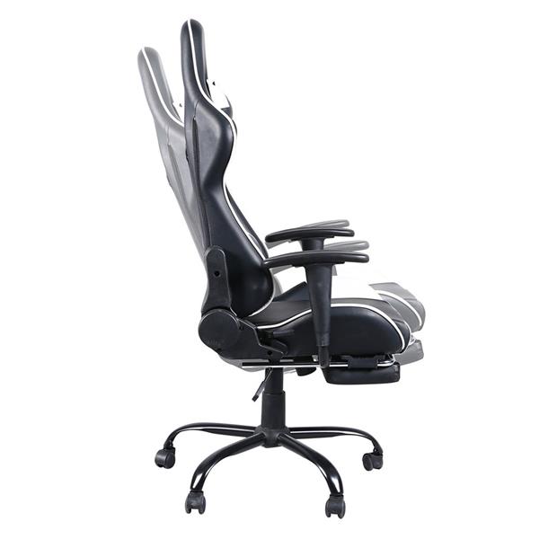 High Back Swivel Chair Racing Gaming Chair Office Chair with Footrest Tier Black & White