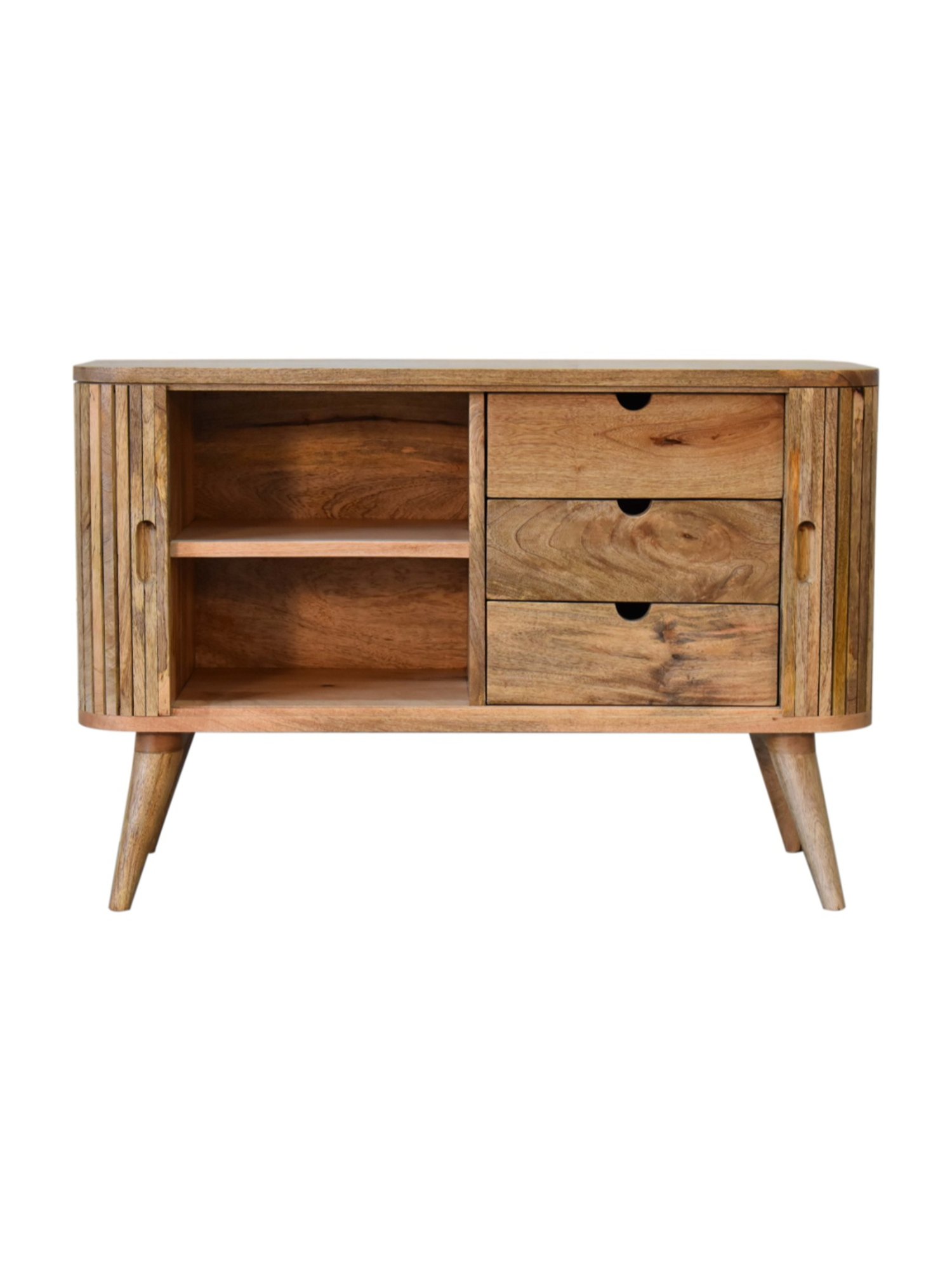 Fabindia Brown Sheesham Wood Textured Cabinet