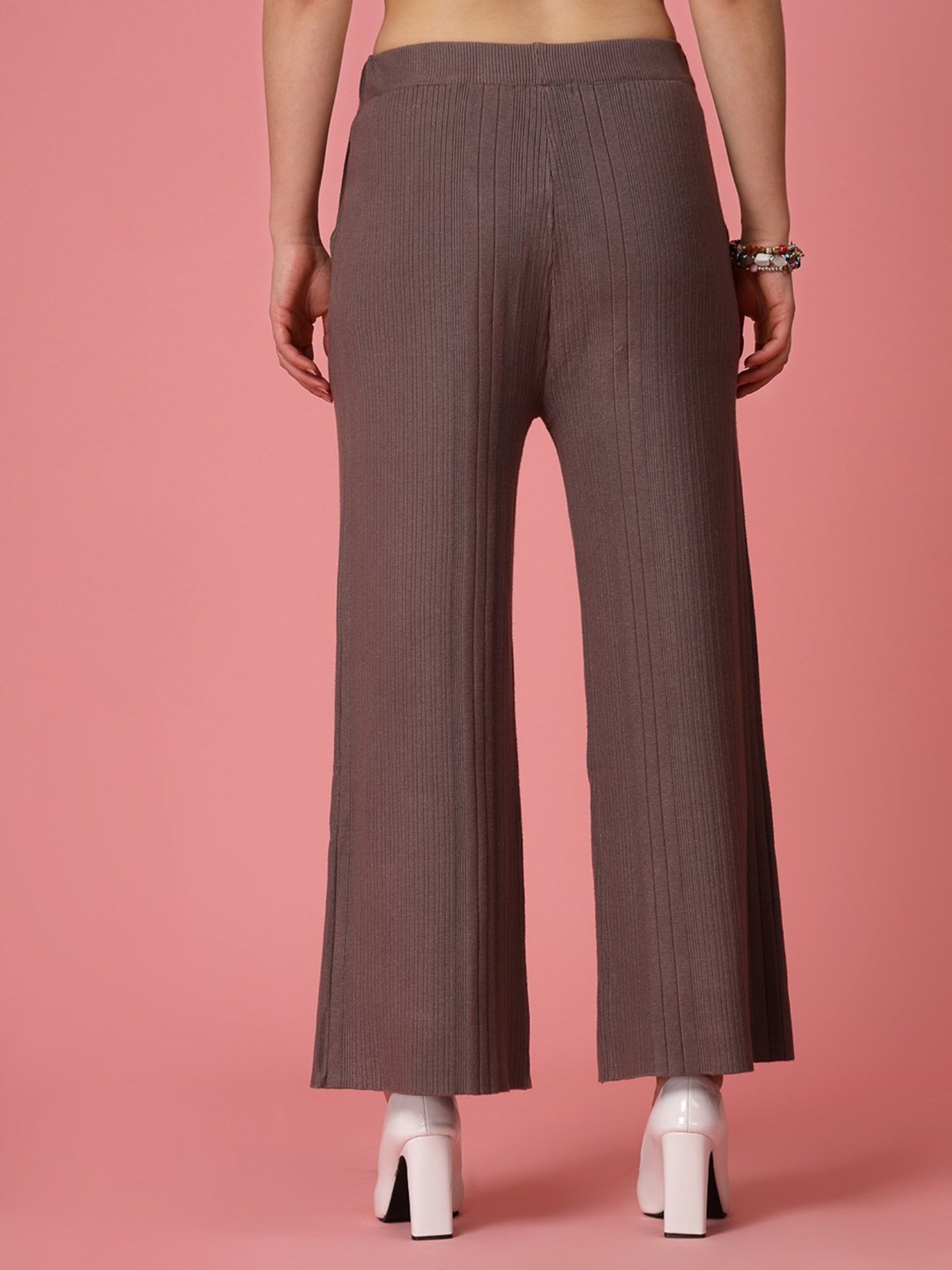 Mafadeny Brown Regular Fit Mid Rise Palazzos