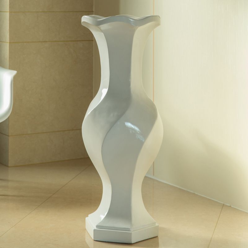 Uniquewise Large White Twisted Trumpet Modern Fiberglass Freestanding Flower Vase 39.5"