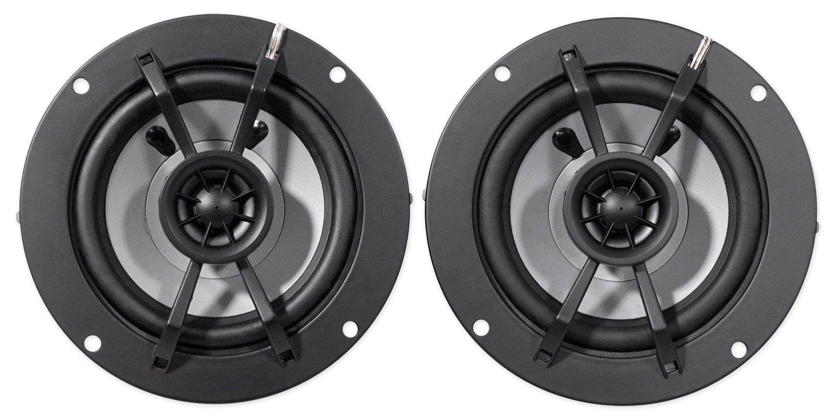 Kicker KM4 4-Inch (100mm) Marine Coaxial Speakers with 1/2-Inch (13mm) Tweeters, 2-Ohm, Charcoal and White Grilles