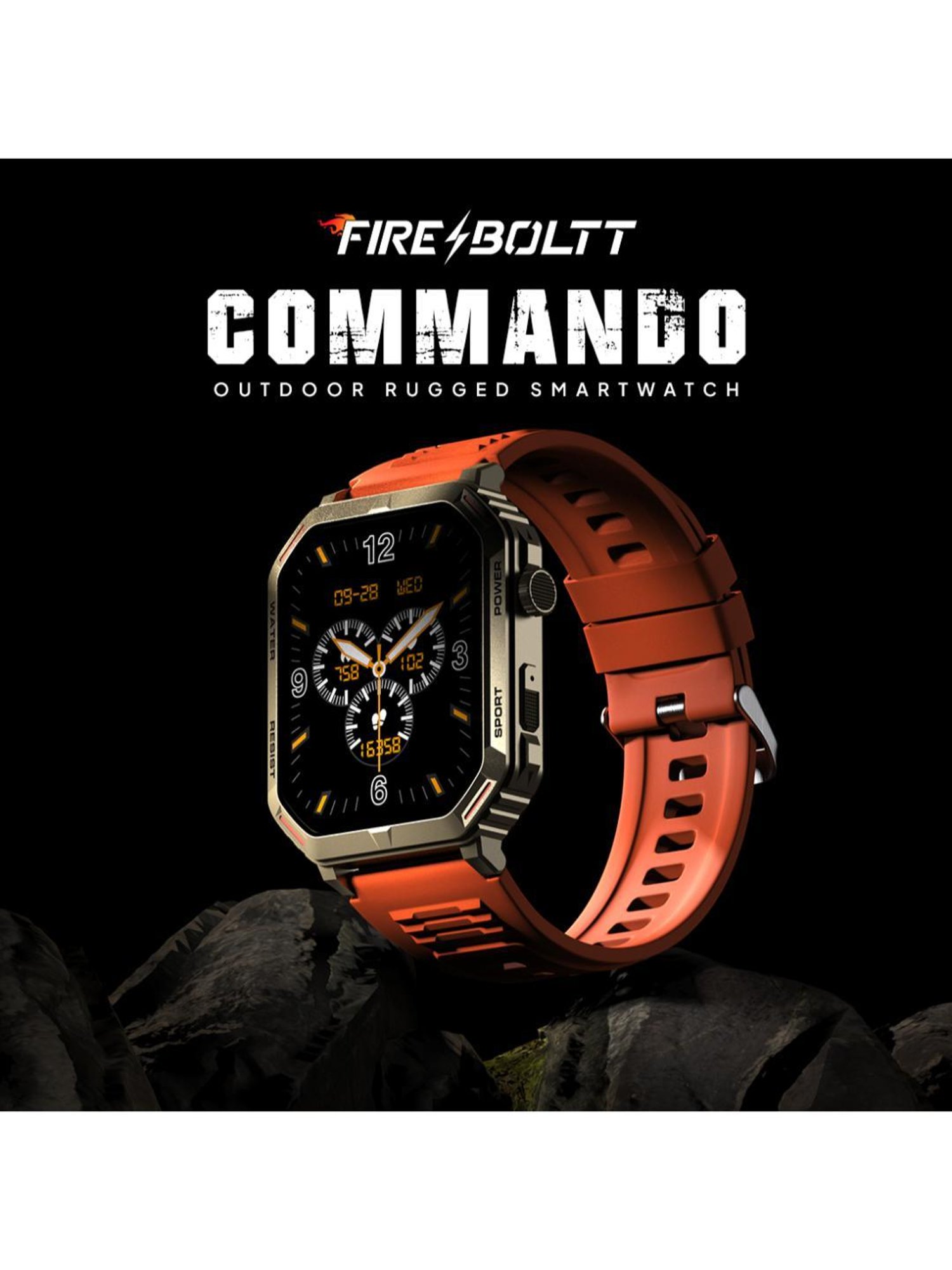Fire-Boltt Commando BT Calling Smartwatch with 1.95 AMOLED Display & 123 Sports Modes (Orange)
