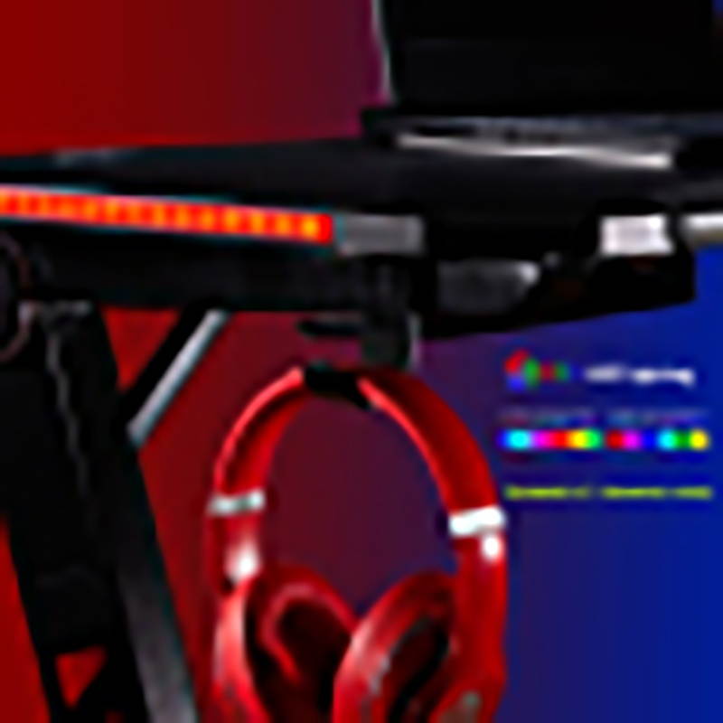 Gaming Desk Plus&mdash;&mdash;Home Office PC Computer Gamer Desks /RGB LED Lights/ Headphone Hook(Black)