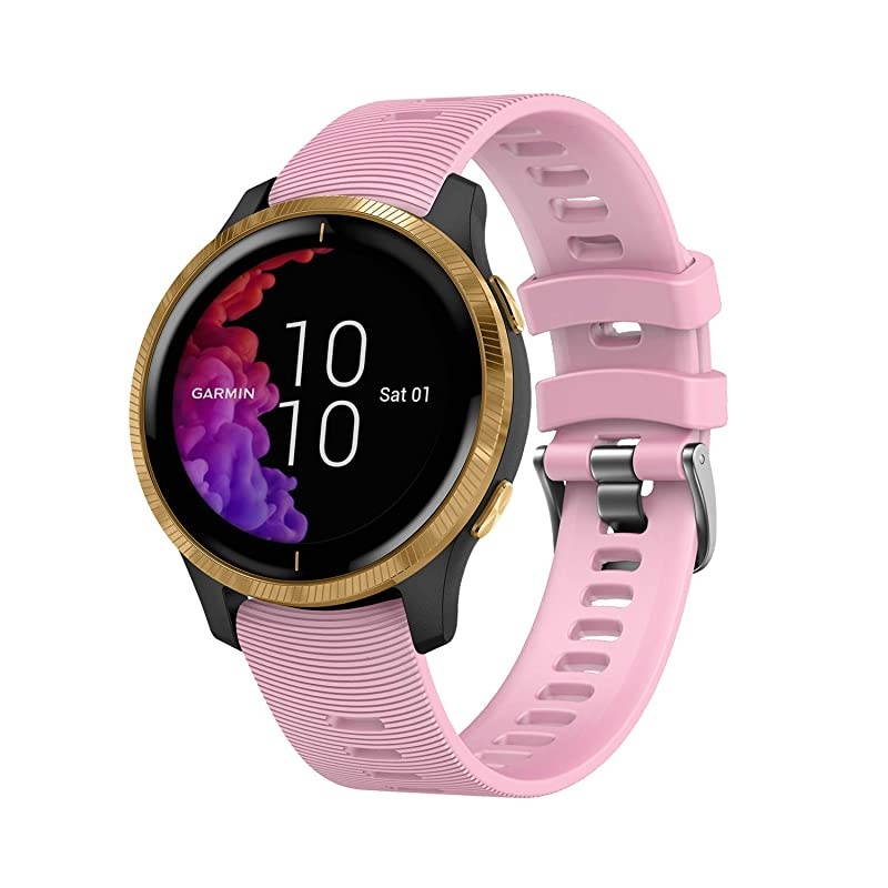 Garmin Venu GPS Smartwatch with AMOLED Display and Included  3 Straps Bundle (Black/Gold, Lime/Orange/Pink)