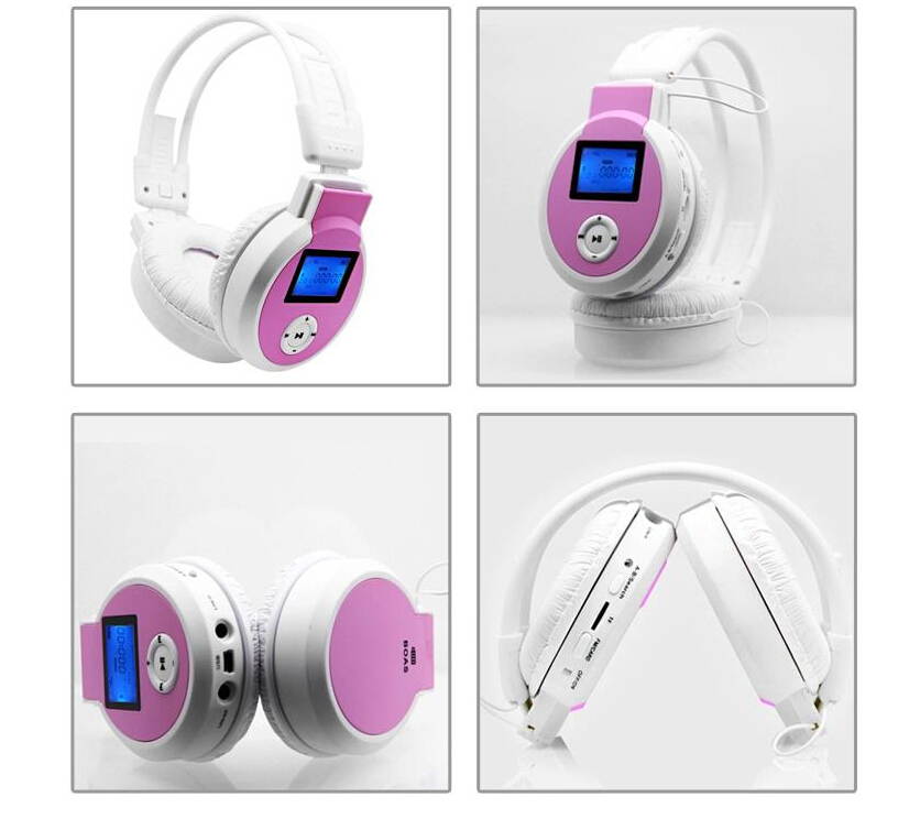ps-398 MP3 Sport Player LCD Foldable Wireless Headphone Headset FM Radio TF Card