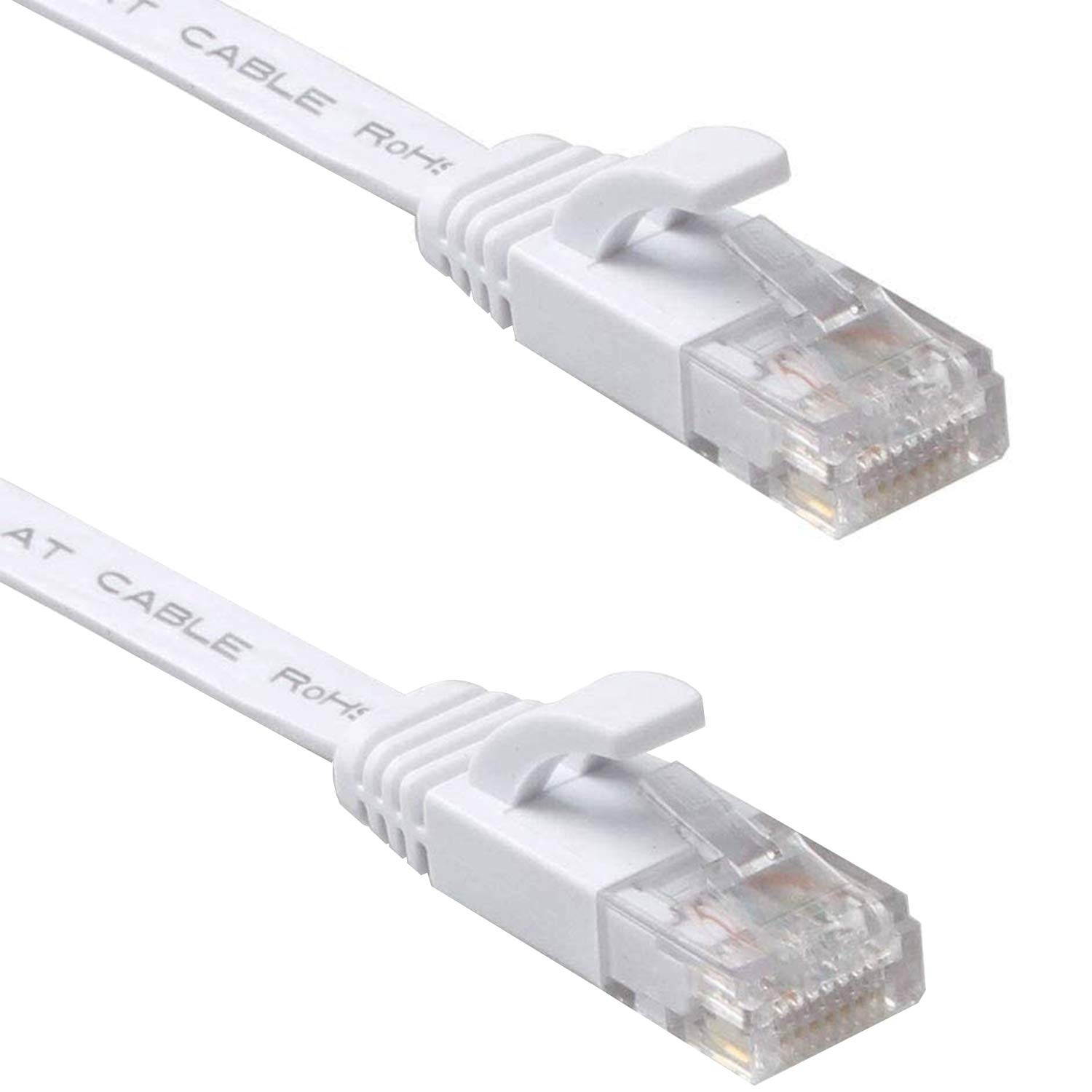 2 PACK Ethernet Cable 50ft DAYEDZ Cat 6 LAN Cable Ethernet Cord Slim Long Flat Computer Internet Patch Cord Wire With clips & Rj45 Connectors for Router Faster than Cat5e/Cat5 50 feet 2 pack white