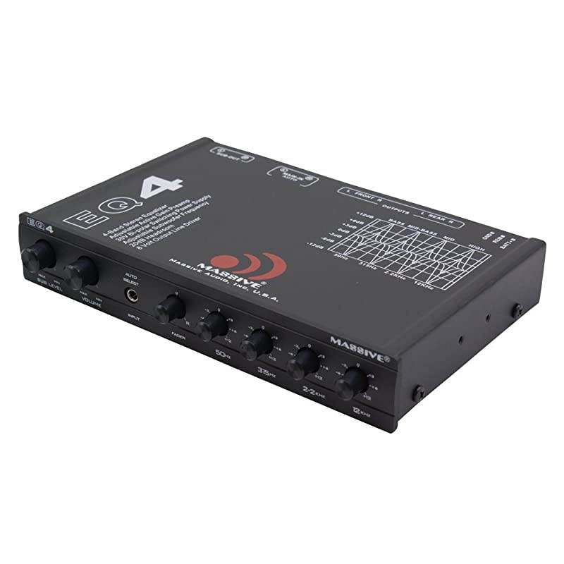 EQ4 Car Equalizer with 4 Band Graphic Equalizer - AUX inputs - 8V Line Driver - 12dB Crossover