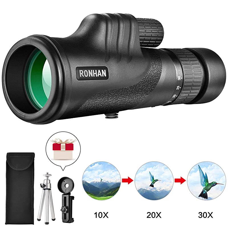 Telescope 1030X42 High Power HD Zoom sBAK4 Prism FMC Optical Lens with Smartphone Adapter Tripod Compact Waterproof for Adults Kids Bird Watching Traveling Wildlife