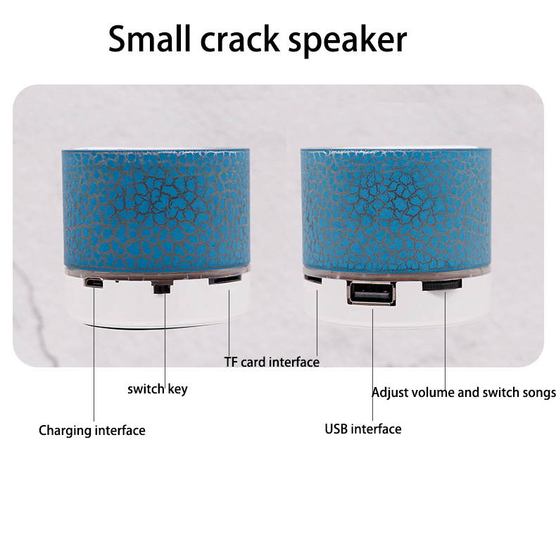 Superb Sound Large 45mm Driver Mini Music Bluetooth Speaker with USB Cable Wireless Portable Sound Box Subwoofer Speaker with Mic & Colorful LED Light small crack