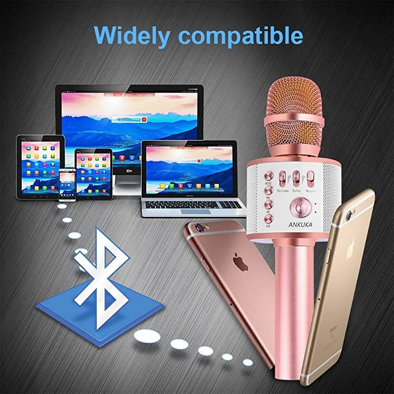 Bluetooth Karaoke Microphone, Handheld Wireless Singing Karaoke Machine Speaker, Portable Mic Player for Christmas Birthday Home Party