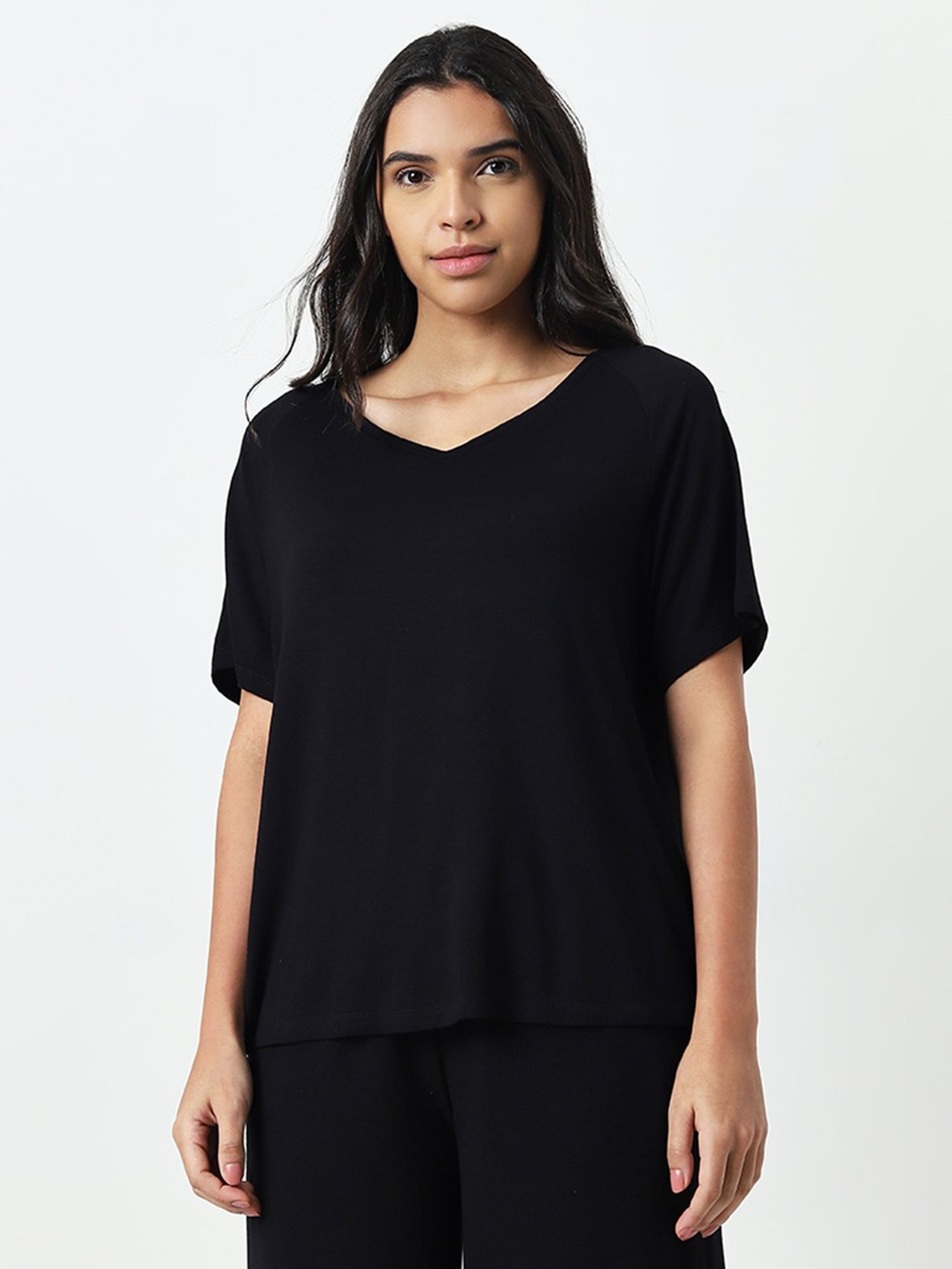 Wunderlove by Westside Solid Black Supersoft T-Shirt
