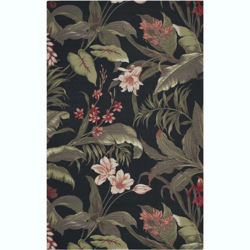 Waverly Sun & Shade "Wilea Coast" Black Indoor/Outdoor Area Rug by Nourison SND24 4'4" x 6'11"