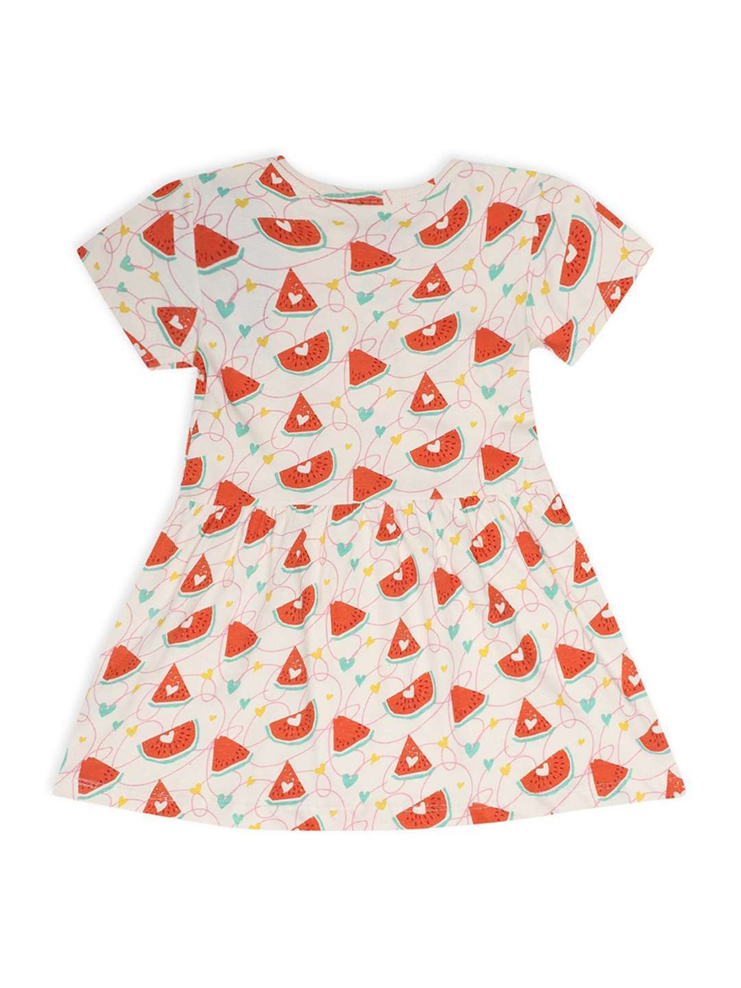 MiArcus Kids Red & Cream Cotton Printed Dress with Headband