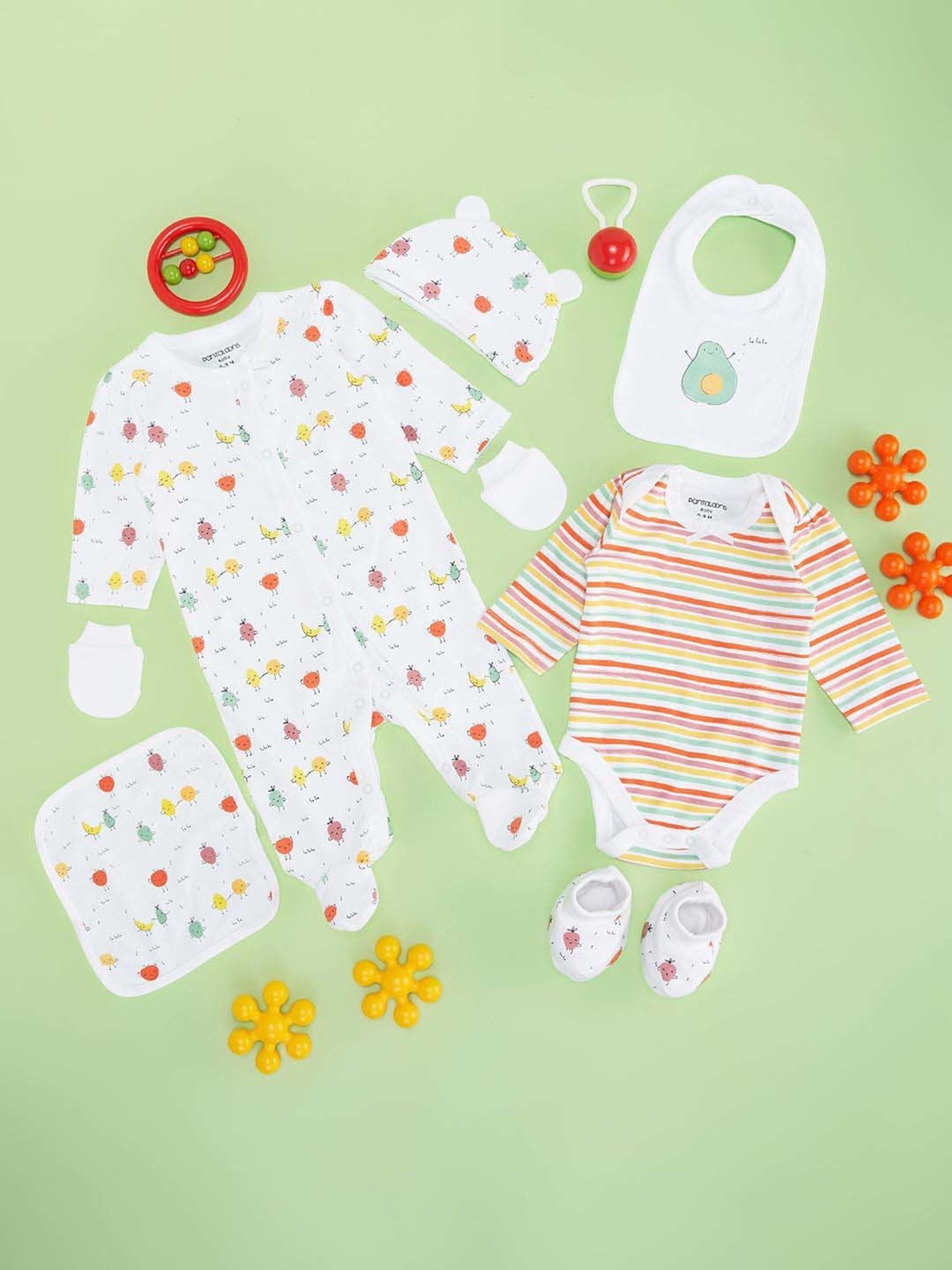 Pantaloons Baby Girls Multicolor Cotton Printed Full Sleeves Clothing Sets