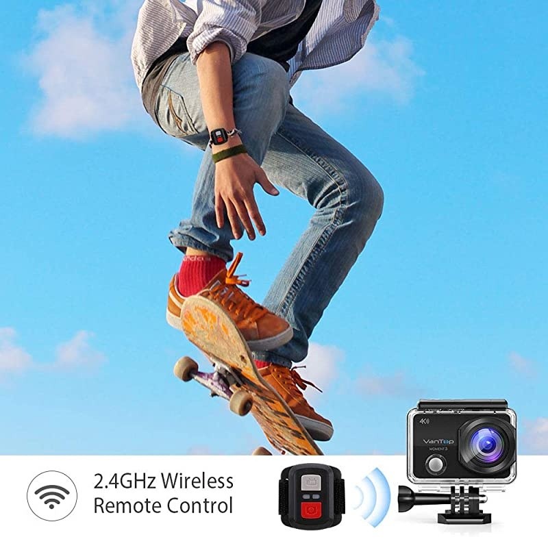 Moment 3 4K Action Camera w Gopro Compatible Carrying Case Remote Control 16MP Sony Sensor 30M Waterproof Camera w Gopro Compatible Accessories 2 Batteries 170&deg; Ultra Wide Angle