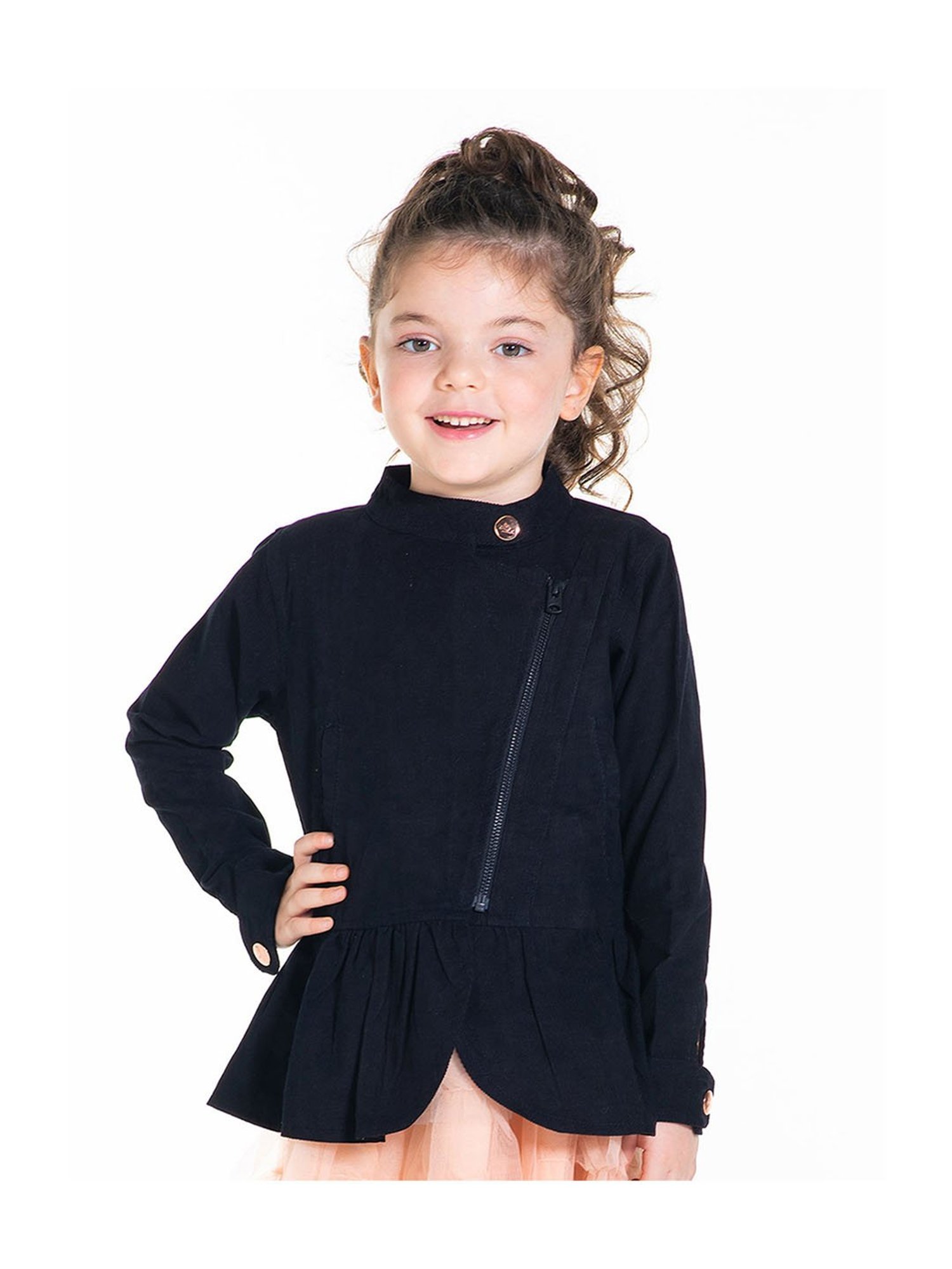 Elle Kids Black Self Pattern Jacket