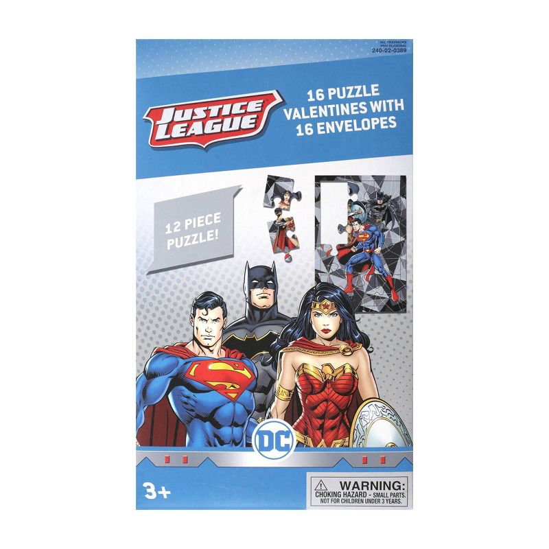 Warner Bros Justice League 16ct Puzzle Valentines With Envelopes