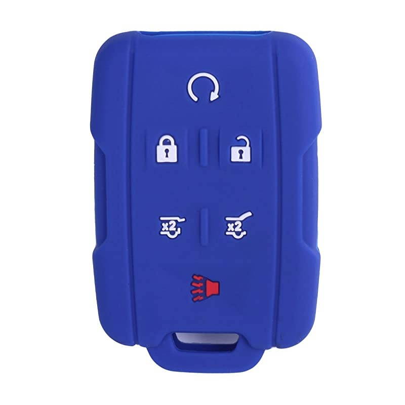 WERFDSR Sillicone key fob Skin key Cover Remote Case Protector Shell for 2015 2016 Chevrolet Suburban Tahoe GMC Yukon Smart Remote red blue
