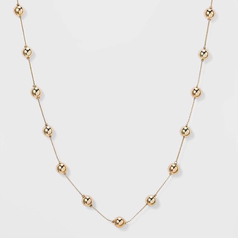 Brass Beaded Necklace - A New Day™ Gold